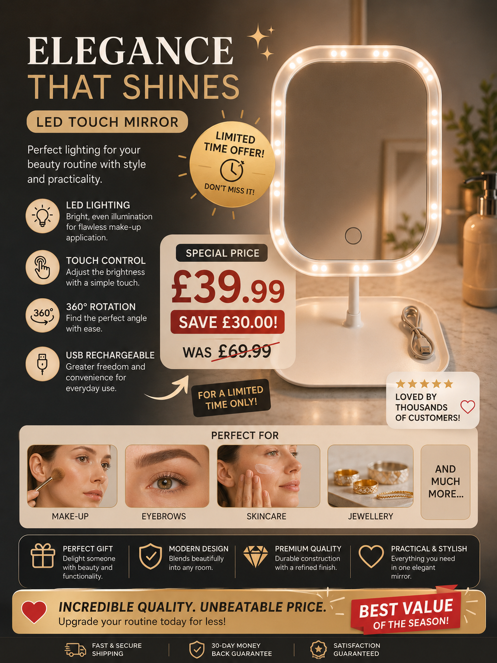 Aura LED Vanity Mirror